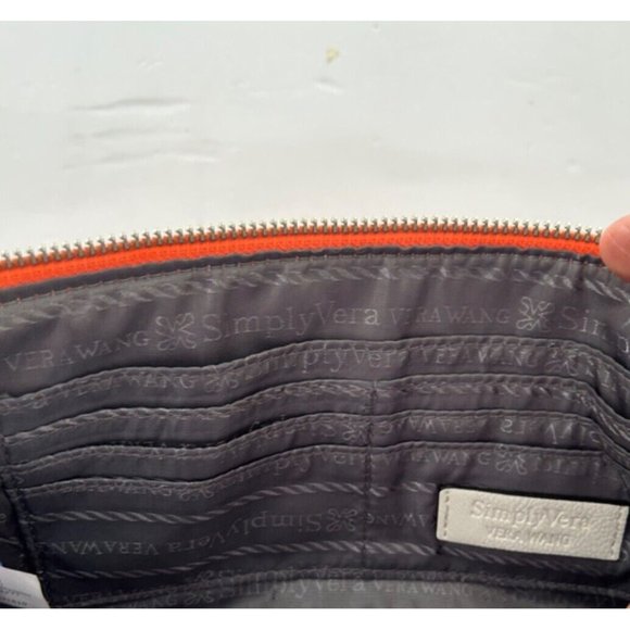 Simply Vera By Vera Wang Wristlet Clutch. White/Beige Bow On Peach Colored Purse - Picture 8 of 8